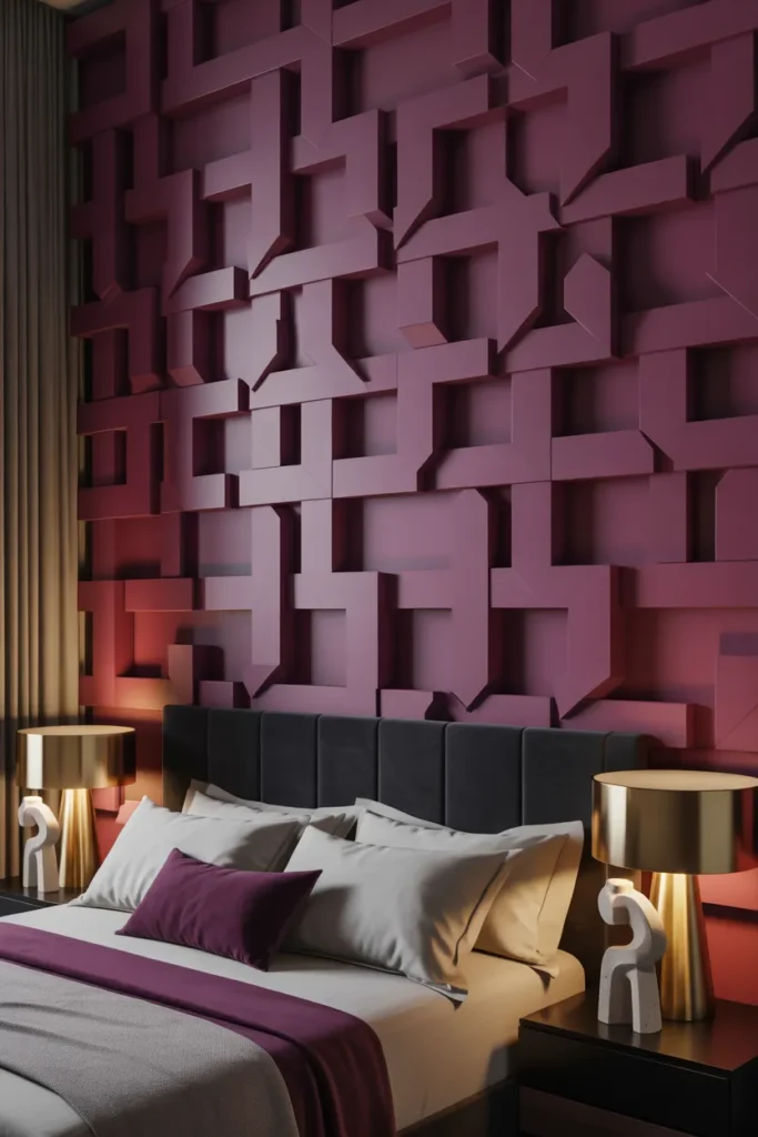 purple wallpaper bedroom