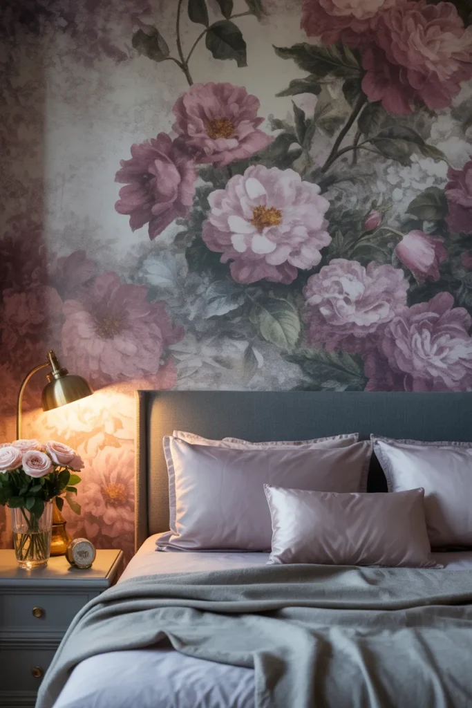 purple wallpaper bedroom