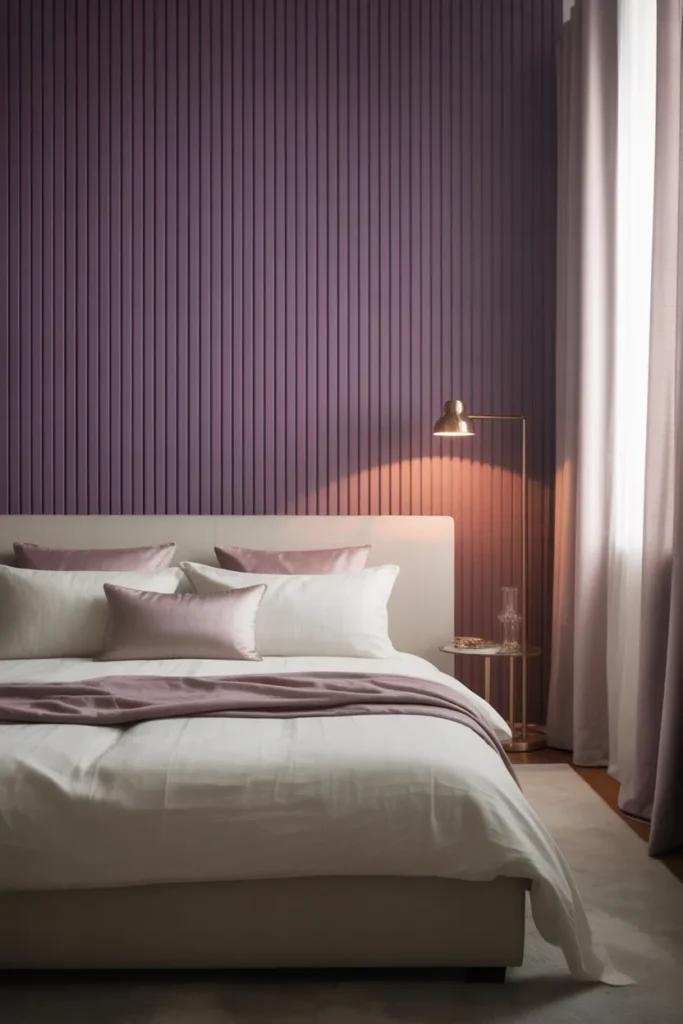 purple wallpaper bedroom