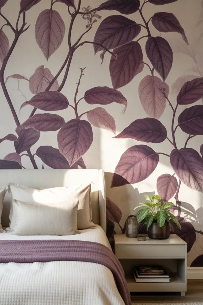 purple wallpaper bedroom