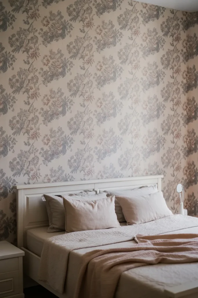 vintage floral wallpaper bedroom