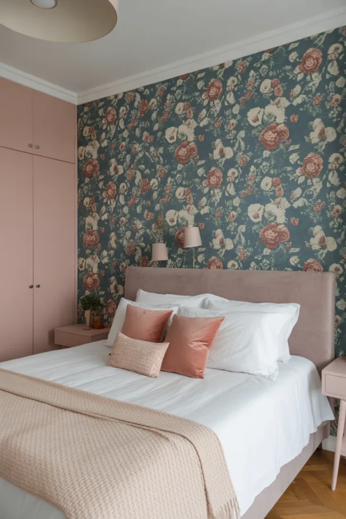 vintage floral wallpaper bedroom