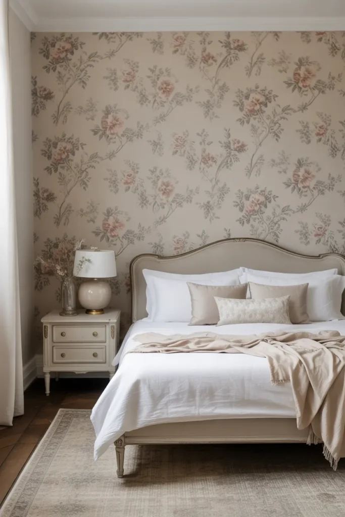 vintage floral wallpaper bedroom