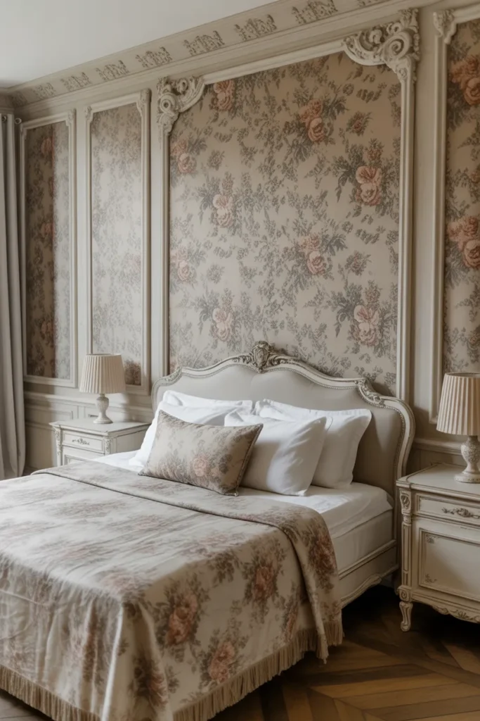 vintage floral wallpaper bedroom