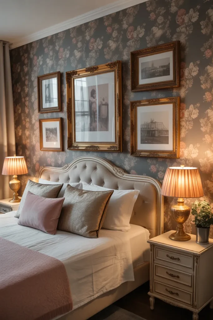 vintage floral wallpaper bedroom