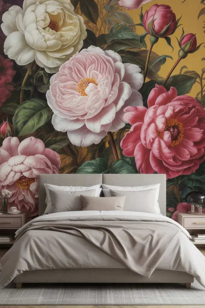 vintage floral wallpaper bedroom