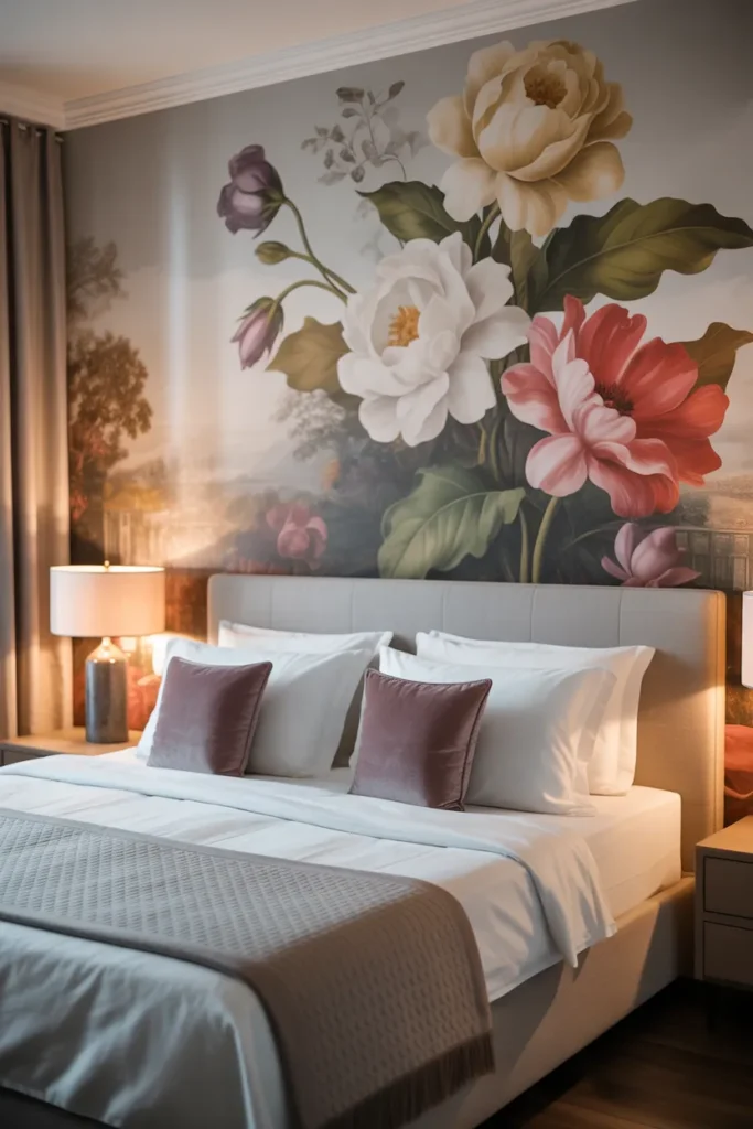 vintage floral wallpaper bedroom