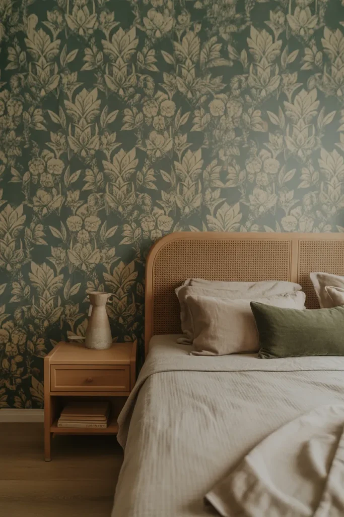 vintage floral wallpaper bedroom