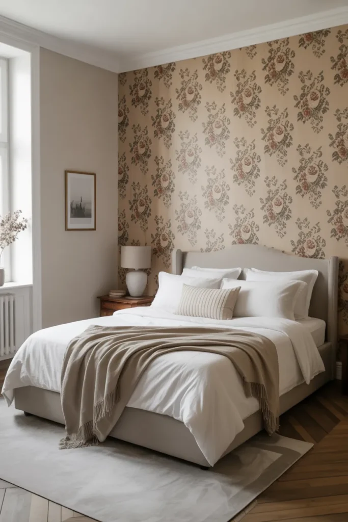 vintage floral wallpaper bedroom