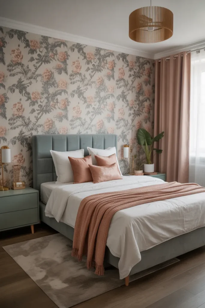 vintage floral wallpaper bedroom