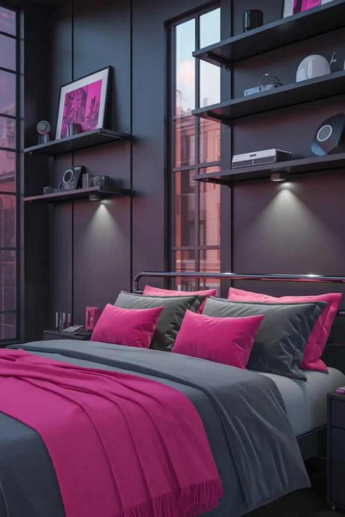 black pink and grey bedroom ideas