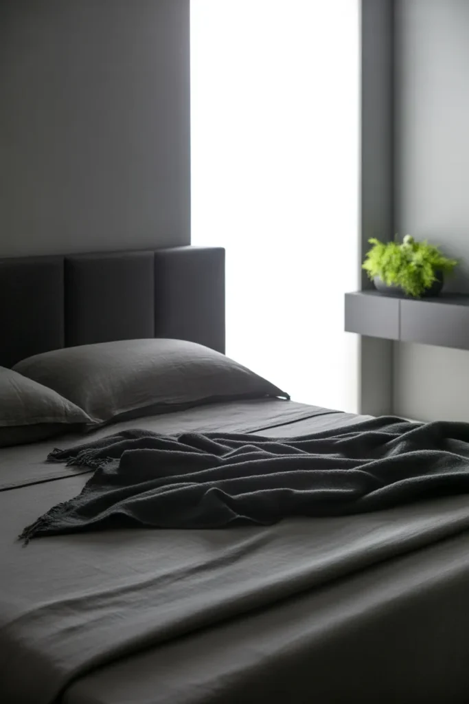 dark grey headboard bedroom ideas
