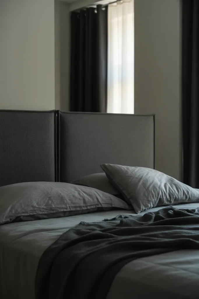 dark grey headboard bedroom ideas