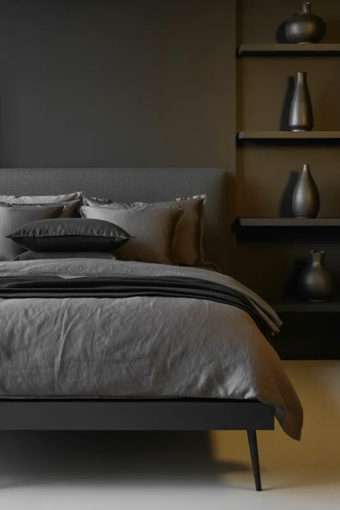 dark grey headboard bedroom ideas