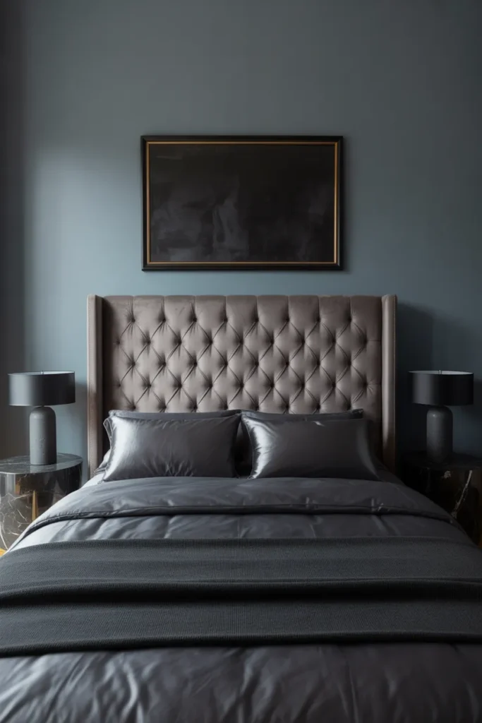 dark grey headboard bedroom ideas