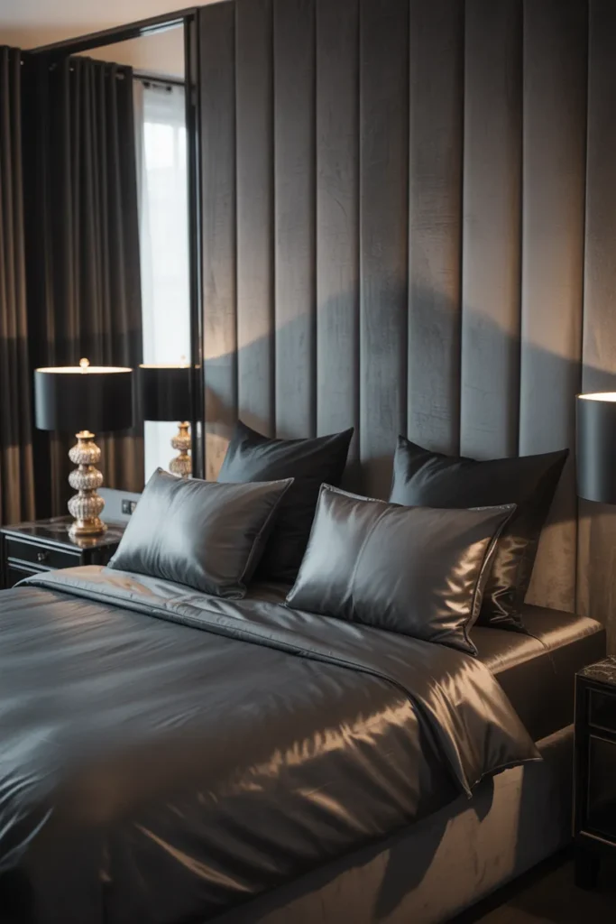 dark grey headboard bedroom ideas
