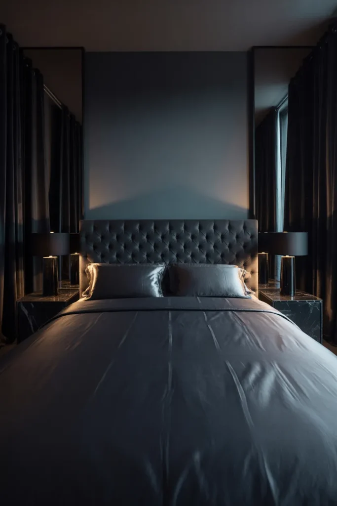 dark grey headboard bedroom ideas