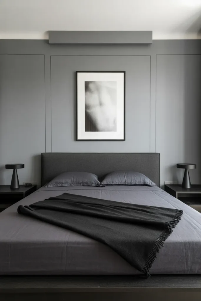 dark grey headboard bedroom ideas