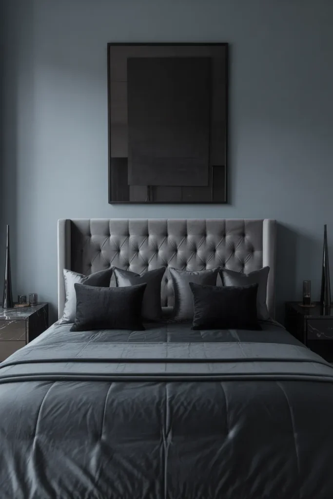 dark grey headboard bedroom ideas