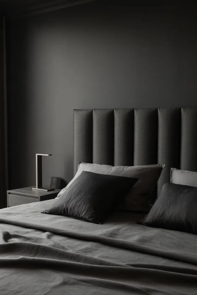 dark grey headboard bedroom ideas