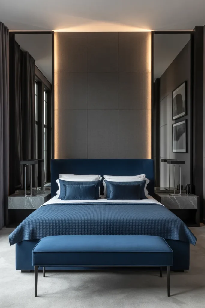 grey and navy bedroom ideas