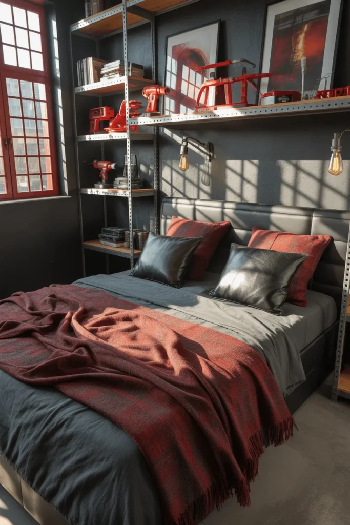 grey and red bedroom ideas