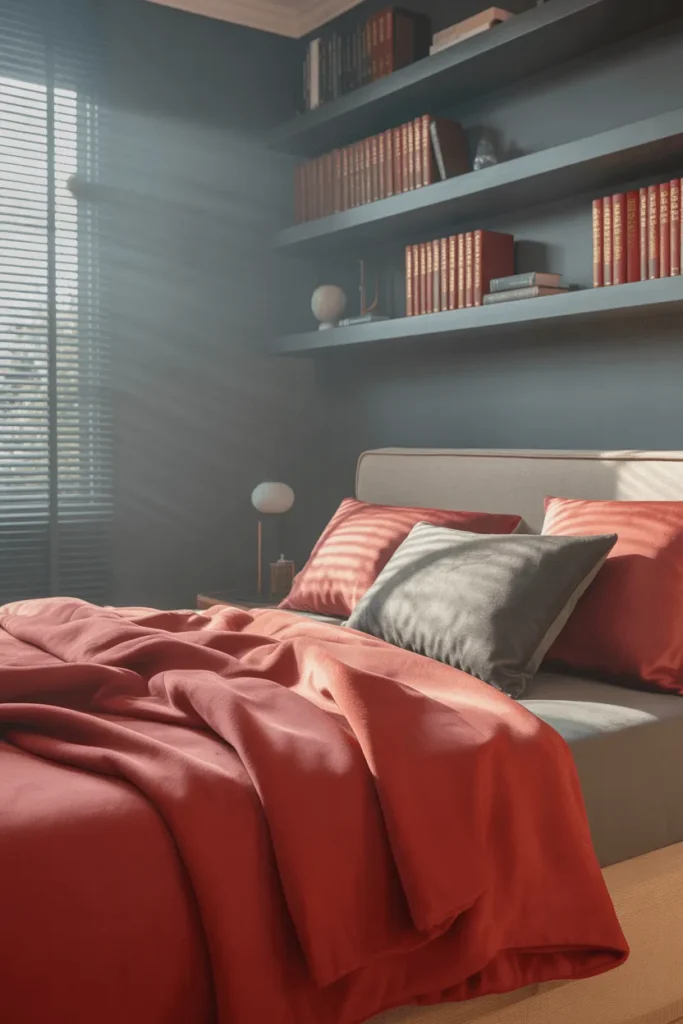 grey and red bedroom ideas