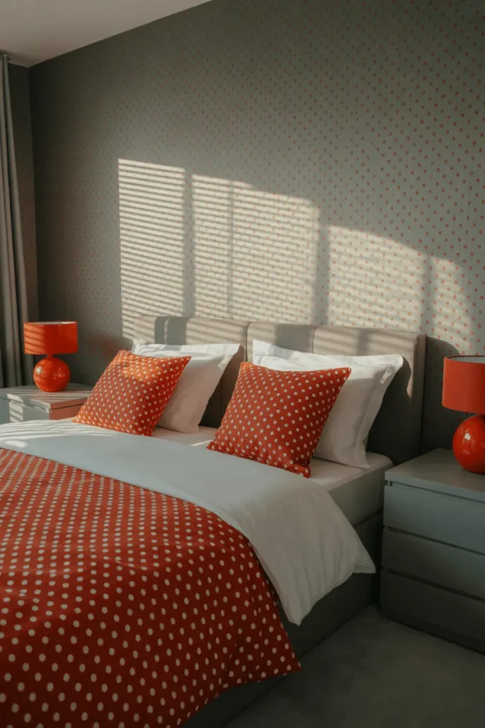 grey and red bedroom ideas
