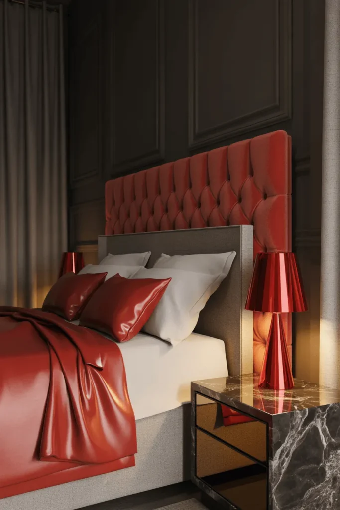 grey and red bedroom ideas