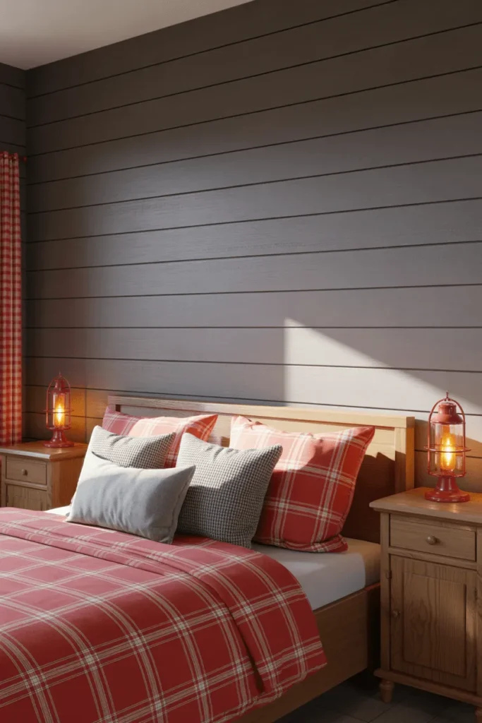 grey and red bedroom ideas