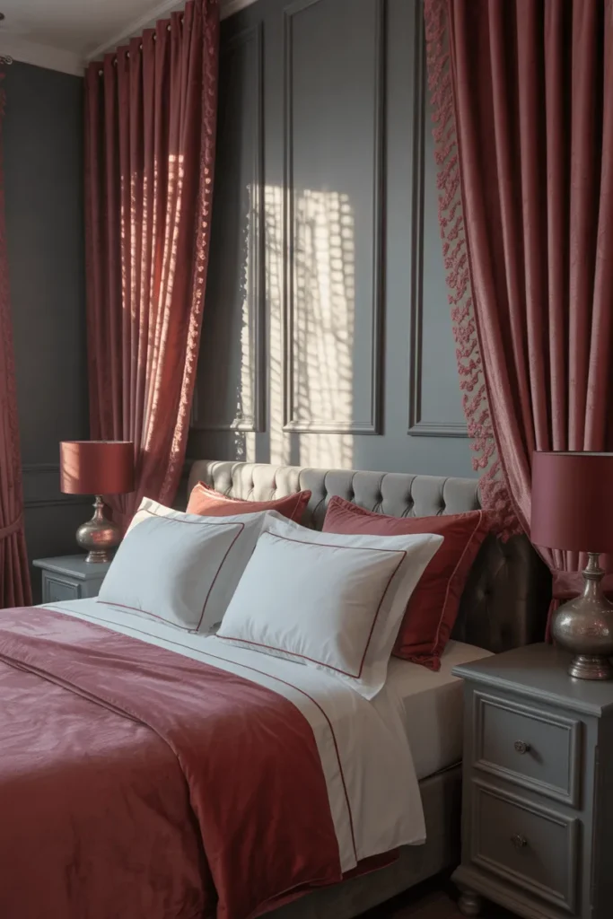 grey and red bedroom ideas