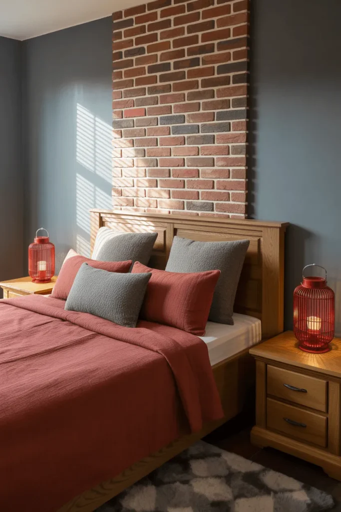 grey and red bedroom ideas