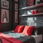 grey and red bedroom ideas