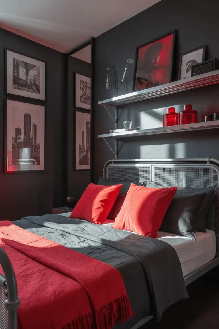 16 Grey and Red Bedroom Ideas