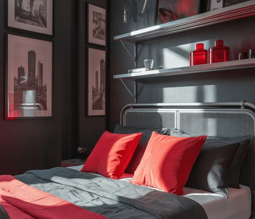 16 Grey and Red Bedroom Ideas