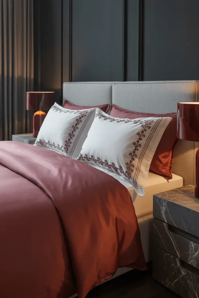 grey and red bedroom ideas