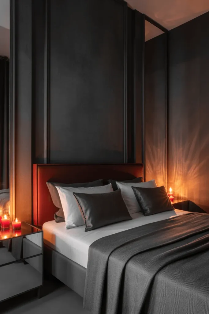 grey and red bedroom ideas