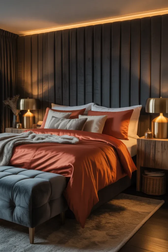 grey and rust bedroom ideas