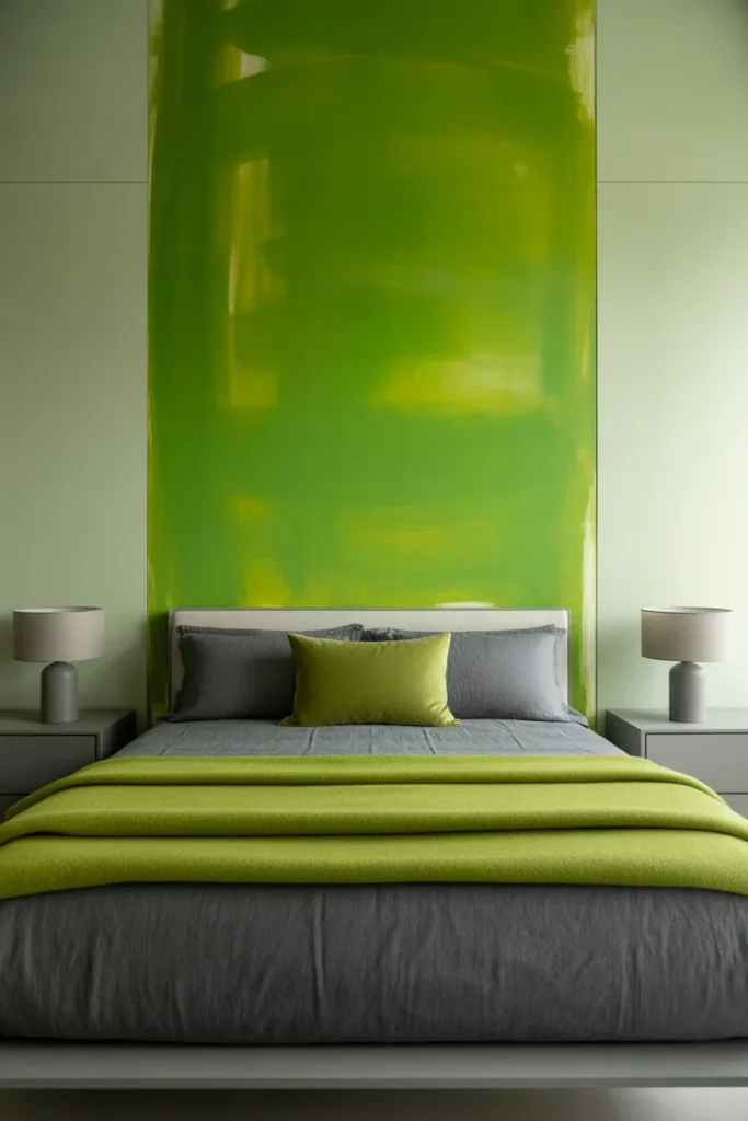 grey bedroom ideas with pop of color