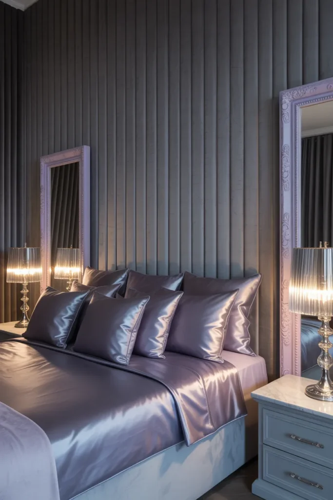 grey bedroom ideas with pop of color