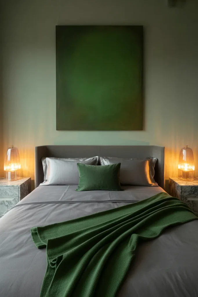 grey bedroom ideas with pop of color