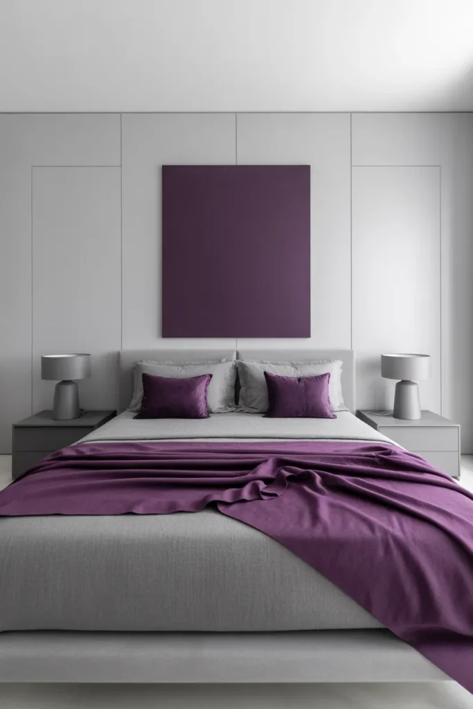 grey bedroom ideas with pop of color