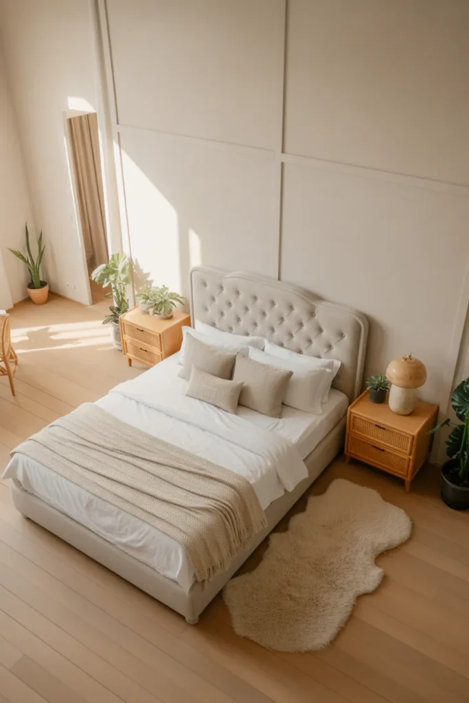 grey upholstered bed bedroom ideas