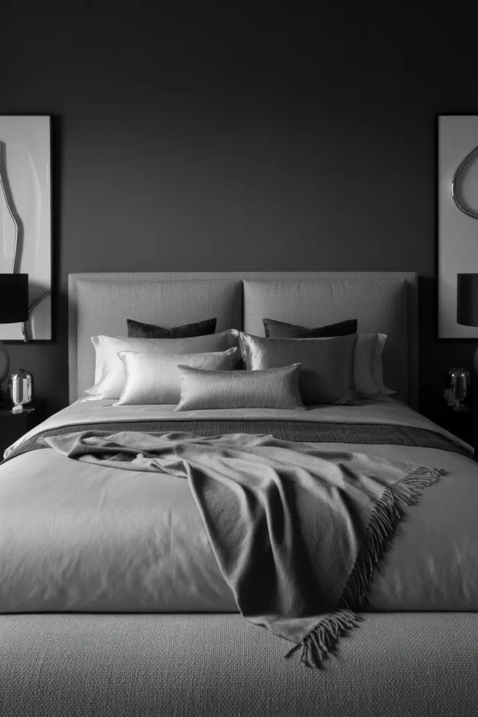 grey upholstered bed bedroom ideas