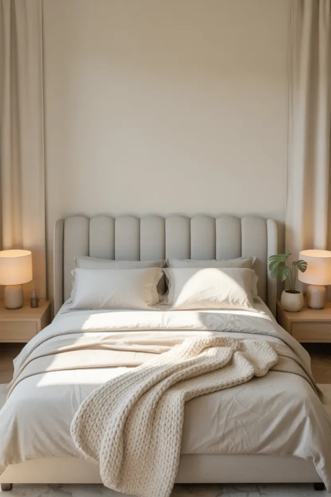 grey upholstered bed bedroom ideas