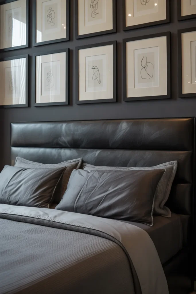 grey upholstered bed bedroom ideas