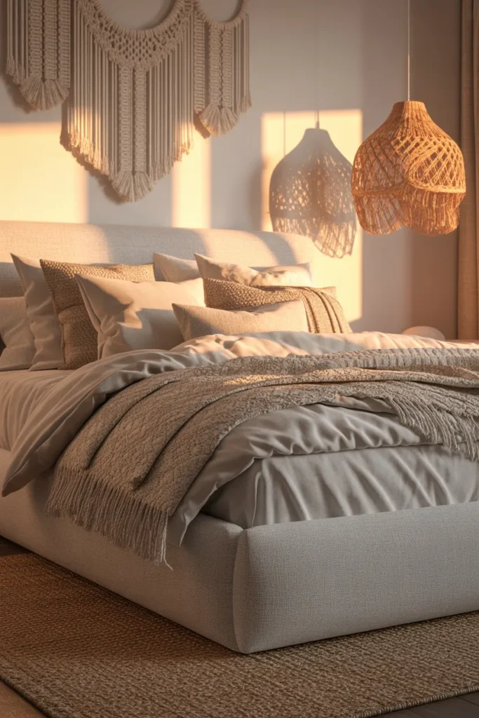 grey upholstered bed bedroom ideas