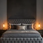 grey upholstered bed bedroom ideas