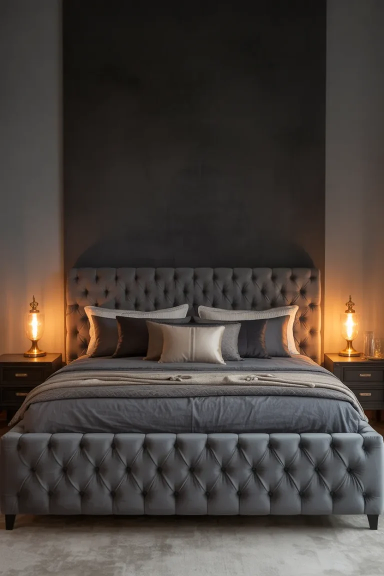 17 Grey Upholstered Bed Bedroom Ideas