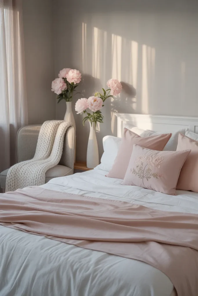 pink white and grey bedroom ideas